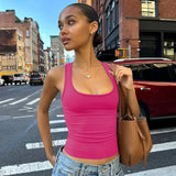 Women's Fashion Solid Tank Tops 2026 Streetwear Sleeveless T-shirt Female Square Collar Skinny Corset Y2K Girls Gray Crop Top