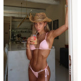 Bikini 2025 Sexy Women Swimsuit Push Up Swimwear Female Beads Biquini Halter Bathing Suit Summer Bodysuit Beachwear