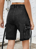 Women Cargo Denim Shorts Casual Summer Loose Solid Colors Jean Short Pants for Vacation Beach Club Streetwear