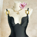 Sexy Mesh Skirt Swimwear Sets Women 2026 New Metal Strap Shell Underwire Tummy Control One Piece Swimsuit Bathing Suits Monokini