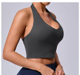 Ladies Sports Bra Sexy Hanging Neck High Support Impact Yoga Underwear Running Fitness Gym Push Up Workout Bra Padded Bralette