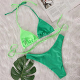 Splicing Halter Diamond Rhinestones Bikini Female Swimsuit Women Swimwear Two-Pieces Bikini Set Bather Bathing Suit Swim V6467