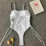 Sexy Lace Up Tummy Cut Out Monokini One Piece Swimsuit Women Swimwear Female Leopard Thong Bather Bathing Suit Swim Wear V1290