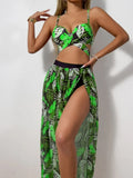 3 Pieces Strappy Bikini 2026 Women Push Up Swimsuit Sexy Swimwear Female With Beach Dress Bathers Bathing Swimming Swim Suit