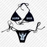 Punk Gothic Fashion Women Swimwear 2000s Emo Girls Y2k Style Letter Print Bikini Set Sexy Thong Swimsuit Two Pieces Bathing Suit