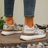 Breathable Mesh Gold Platform Sneakers Women 2026 New Non Slip Lace Up Sports Shoes Woman Silver Thick Bottom Vulcanized Shoes