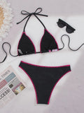 2026 New Sexy Low Bikini Set Swimwear Women Print Floral Brazilian Halter Backless Swimsuit Strappy Beachwear Dot Biquini Female
