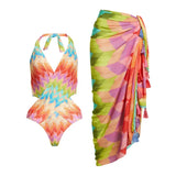 2025 New 2PC Push Up Women Bikini Set Skirt Floral Printed Bikinis Strappy Bandage Swimwear Brazilian Biquini Bathing Suit