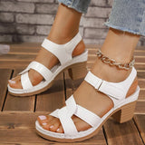 Cross Band High Heels Sandals for Women Summer Plus Size Thick Heeled Casual Sandles Woman Lightweight Non Slip Platform Sandals