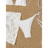 2 Colors Sexy With Sarong Halter Bikini Female Swimsuit Women Swimwear Three-Pieces Bikini Set Bather Bathing Suit Swim V6669B