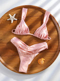 Miyouj Triangle Bikini New Two Piece Suit Solid Color Beachwear 2026 Bikini Women's Swimsuits Sexy Bathsuit Micro Thong Swimwear