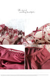 MOYISU Pure Desire Victoria Thin Bra Set Lace Mesh Red Beautiful Back Sex Underwear Hold Up with Underwire Transparent Bra Woman