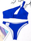 Asymmetric One Shoulder Cut Out Bikini Women Swimwear Female Swimsuit Two-pieces Bikini set High Cut Bather Bathing Suit Swim