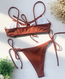 Sexy Strappy Lace Up Ribbed Neon Green Bikini Women Swimwear Female Swimsuit Two-piece Bikini set Hollow Out Bathing Suit Swim