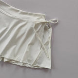 Women's sports yoga short skirt, badminton tennis skirt pants with inner pockets and side slit straps