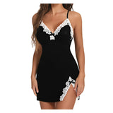 Summer Sleepwear Women Lace Satin Sleeveless V-neck Nighties Sexy Sleep Dress Nightgown Nightdress Nightwear Sleepshirts