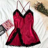 New Ice Silk Frill Trim Sleepwear Women's Soft Satin Camisole Nightdress Summer Slip Dress Comfortable Nightgown Solid Pajamas