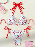 Strawberry Designer Bikini Women White Contrast Bikin Micro Swimsuit Two Pieces Bikini Set Brazilian Bathing Suit Thong Swimwear