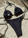 Shiny Sparkling Halter Metal Ring Bikini Women Swimwear Female Swimsuit Two-pieces Bikini Set Brazilian Bather Bathing Suit Swim