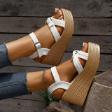 Summer Chunky Platform Sandals Women Plus Size 43 Ankle Buckle Wedge Heels Sandals Woman Thick Bottom Gladiator Sandalias Mujer