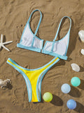 Splicing V Shaped Micro Thong Bikini Women Swimsuit Female Swimwear Two Pieces Bikini Set Push Up Bathing Suit Swim Beachwear