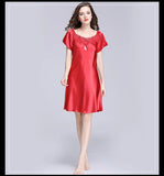 Women's Sleepwear Ice Silk Casual Silk Pajamas Women's Summer Sexy Short Sleeve Lace Pajamas Loungewear