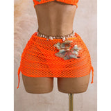 With Skirt 3D Flower Halter Bikini Women Swimwear Female Swimsuit Three-Pieces Bikini Set Padded Bather Bathing Suit Swim  V8346