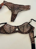 Seamless Leopard printed Bra Set See Through Sexy Lingerie Women Lace Underwear Attractive Intimate Sleepwear