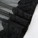 FDYOUI Sexy Lace Patchwork Mesh Long Dress Women Spaghetti Strap See-through Evening Party Dresses White Black Night Club Outfit