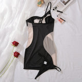 2025 Summer New Sexy Bag Hip Tank Mini Dress Fashion Slant Shoulder Pure Desire Mesh Temptation Dress Elegant 2025 New Tops VEP8