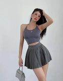 Preppy WOMENGAGA American Style Style High Waisted Slim Pleated Skirt For Women's Summer Ballet Skirt Fashion Women QI9Y