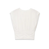Fashionable Casual Solid Color Pleated Knit Top White Pleated Short Sleeve Blouse Waist Elegant Summer Top For Women Wear R6ZV