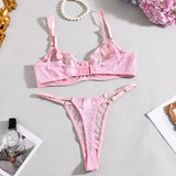 Toucheart Women Lace Sexy Lingerie Panty Patchwork Solid Color Skinny Plunge See-through Romantic Interesting Underwear Cute Set