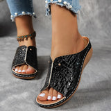 Gold Snake Pattern Wedges Sandals Women Lightweight Thick Sole Platform Slippers Woman Plus Size Non Slip Beach Sandalias Mujer
