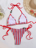 DEKA Sexy Push Up Bra Striped Bikinis Sets Women Bandage Triangle Swimsuit Brazilian Summer Holiday Bathing Suit Swimwear