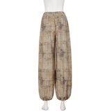 Low-waisted, loose-fitting, wide-slip casual trousers, lightweight woven trousers