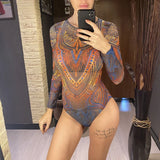 S - XXL New Printed Long Sleeve With Pants Women Swimwear One Piece Swimsuit Female Floral Padded Bather Bathing Suit Swim V7176