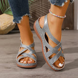 Rome Style Cross Strap Wedges Sandals Women Summer Lightweight Platform Sandles Woman Plus Size 43 Peep Toe Gladiator Sandals