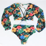 TW Sexy High Waist One Piece Swimsuit Women V Neck 2024 Long Sleeve Bathing Suit Brazilian Swimwear Monokini Summer Beachwear