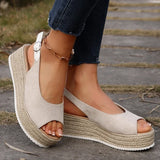 Lightweight Peep Toe Wedges Sandals Women 2026 Summer Back Strap Platdorm Sandles Woman Plus Size 43 Comfy Thick Sole Sandalias