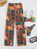 3 Pieces Strappy Bikini 2026 Women Printed Swimsuit Sexy Swimwear Female With Beach Pants Bathers Bathing Swimming Swim Suit