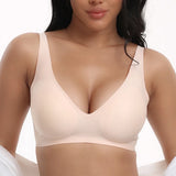 Pink Leopard Deep V Jelly Bras Wireless Comfortable Bra Supportive No Underwire Bras Tshirt Push Up Bralette Plunge Seamless Bra