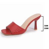 Snake Pattern Silver High Heeled Sandals Women Plus Size 42 Square Toe Pu Leather Sandles Woman Fashion Stiletto Heel Sandalias