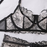 Toucheart Erotic Lingerie French Floral Embroidery See-through Mesh Push-up Underwire Sexy Body-shaping Thin Underwear Split Set