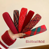New Year's Christmas Red Hair Bands Fall Winter Popular Wide Edge Pressure Hairpin Headband Headdress Hair Accessories for Women