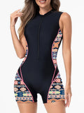 2026 Zipper Rushguard Sleeveless Slim Swimsuit Women One Piece Swimwear Female Bather Bathing Swimming Swim Surf Suit Beachwear