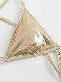 sexy gillter metallic micro mini bikinis one piece plain swimsuits bodysuits Swimwear Biquini conjunto de bikini tankini trikini