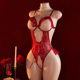 Porn Women Sexy Open Bra Strap Lingerie Lace Night Dress Underwear Black Erotic Babydoll Sleepwear Backless Nightwear Chemises