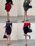 Korean Pure Desire Sexy OL High Waist Ruched Hip Slit Mid-Length Bodycon Skirt Fashion Sexy Women Mini Skirts 2026 New BL9X
