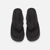 2026 Leisure Black Summer Platform Sandals Women Outdoor Slides Slipper Vintage Flip Flops High Heels Wedges Shoes Daily Wear